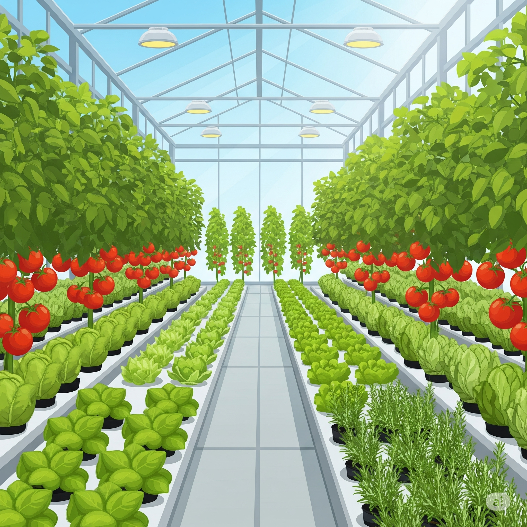 Lush greenhouse cultivation